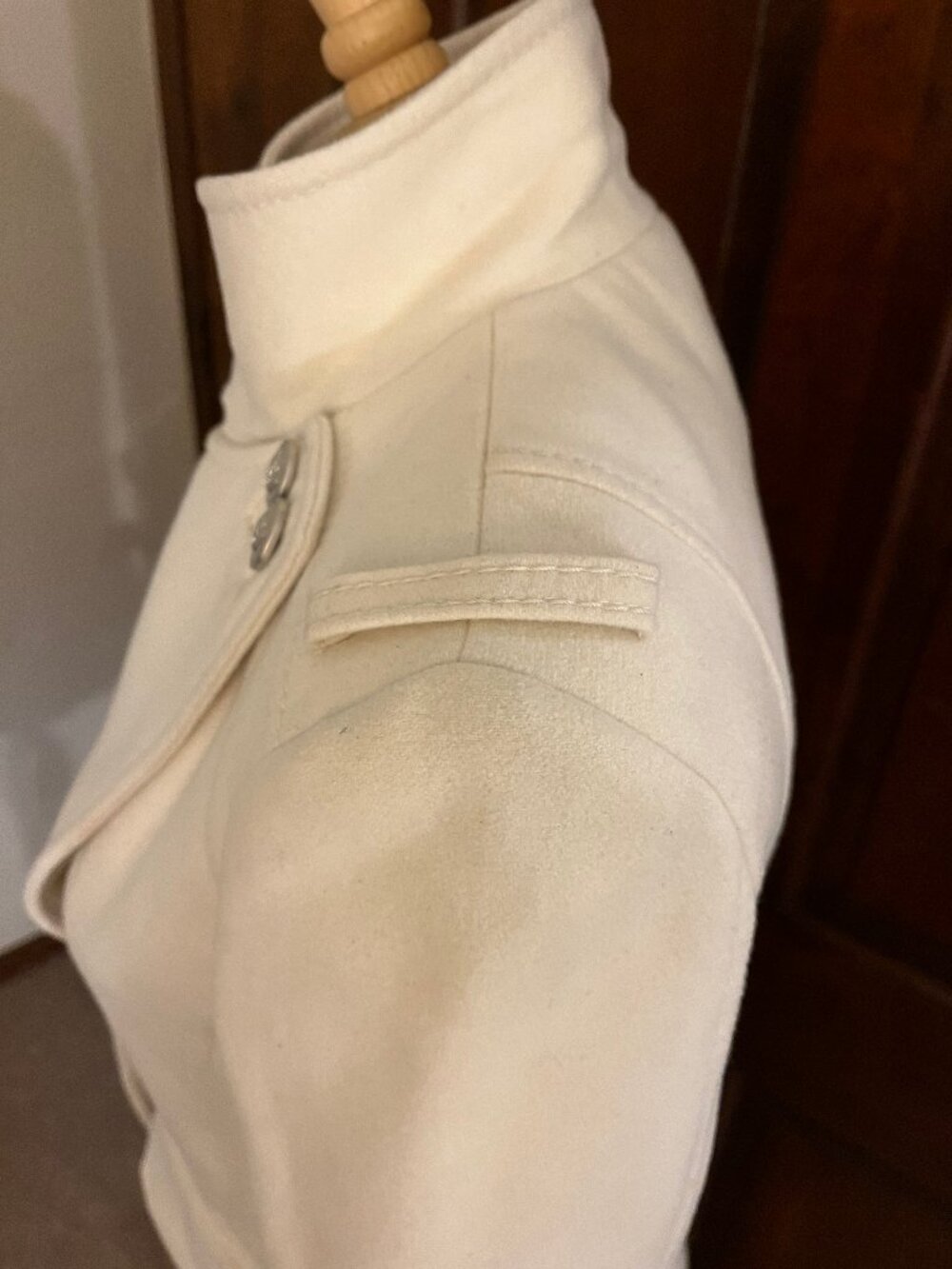 Laundry by Shelli Segal Ivory Wool Military Inspired Coat Size 2 - Picture 9 of 16